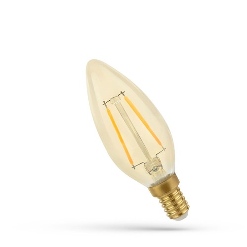 Spectrum 5W LED lampa - C35, filament, rav färgad glas, extra varm, E14