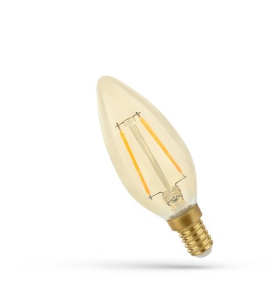 E14 5W LED-lampa - C35, filament, bärnstensfärgat glas, extra varm
