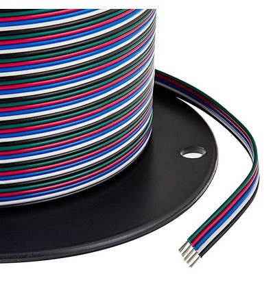 12-24V RGBW kabel til LED strips - 5 ledningar, 100 meter rulle