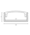 PVC profil 16x7 till LED strip - 2 meter, svart, inkl. mjölkvitt cover