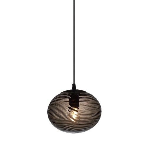 Halo Design - HANDMADE Rökfärgat glashängande Ø22cm tygkabel