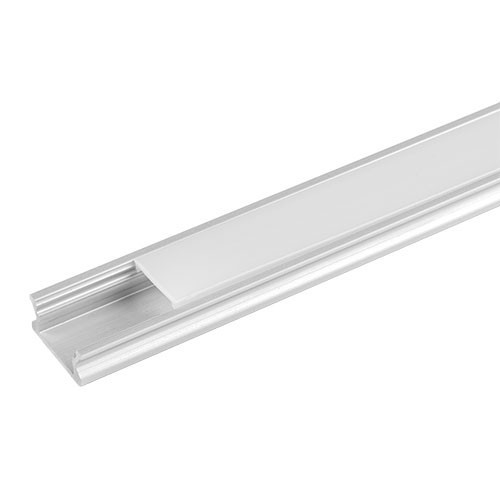 Aluminiumprofil Flat till LED-strip, 2 meter lång - 6 mm hög