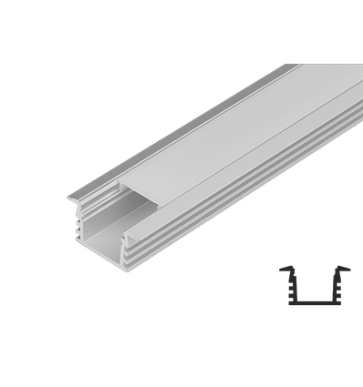Aluminiumprofil försänkt för LED-strips, 2 meter lång