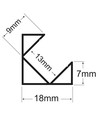 Aluminiumprofil 45 grader Hörnprofil till LED-strips, 2 meter lång - 18 mm bred