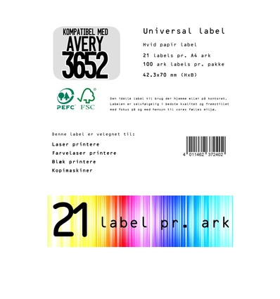 Lagertömning: Universal label A4 70 x42,3 21*etiket - kompatibel med Avery 3652