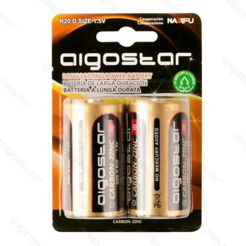 2 stk Aigostar R20D Batteri, 1,5V