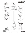 Nordlux ADRIAN 16 Pendel, E27, grå