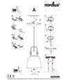 Nordlux ADRIAN 25 Pendel, E27, sort