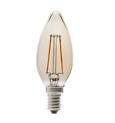 LEDlife 2W LED kronljus - Dimbar, filament, amberfärgad, extra varm, E14