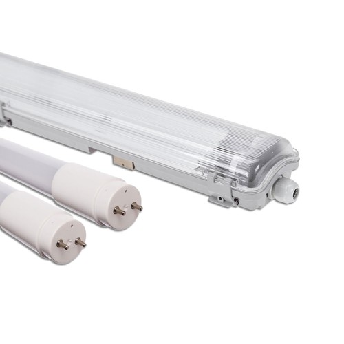 Limea T8 LED dubbelarmatur - Inkl. 2x9W 60cm LED-rör, IP65 vattentät