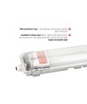Limea T8 LED dubbelarmatur - Inkl. 2x18,5W 120cm LED-rör, IP65 vattentät