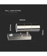 GU10 Vägglampa upp/ner m. sensor - IP44 utomhus, rostfri, utan ljuskälla