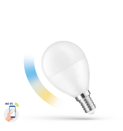 E14 5W Smart Home LED-lampa - P45, Tuya/Smart Life, fungerar med Google Home, Alexa och smartphones, CCT