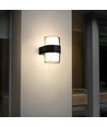 Svart upp/ned LED vägglampa i plast - 9W, rund, IP65 utomhus, 230V, inkl. ljuskälla