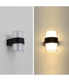 Svart upp/ned LED vägglampa i plast - 9W, rund, IP65 utomhus, 230V, inkl. ljuskälla