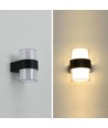 Svart upp/ned LED vägglampa i plast - 9W, rund, IP65 utomhus, 230V, inkl. ljuskälla.