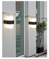 Svart upp/ned LED vägglampa i plast - 9W, rund, IP65 utomhus, 230V, inkl. ljuskälla