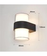 Svart upp/ned LED vägglampa i plast - 9W, rund, IP65 utomhus, 230V, inkl. ljuskälla