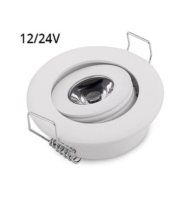 1W downlight vit - Hål: Ø4,2 cm, Mål: Ø5,2 cm, 2,2 cm hög, dimbar, 12V/24V