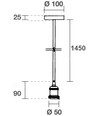 Armatursockel, Designer - Svart pärlfärg, 150 cm sladd, E27