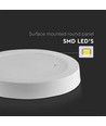 V-Tac 18W LED takarmatur - Ø21,5cm, Höjd: 3cm, vit kant, inkl. ljuskälla