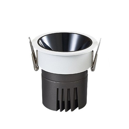 11W Ø8,4cm infälld spotlight dimbar RA92 - Hål: Ø7,5 cm, Mått: Ø8,4 cm, Svart reflektor, vit kant