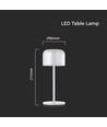 Outlet: V-Tac uppladdningsbar CCT  bordslampa - Vit, IP54, touch dimbar, modell mini