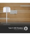 Outlet: V-Tac uppladdningsbar CCT  bordslampa - Vit, IP54, touch dimbar, modell mini