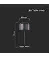 V-Tac uppladdningsbar CCT  bordslampa - Svart, IP54, touch dimbar, modell mini