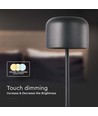 V-Tac uppladdningsbar CCT bordslampa - Svart, IP54, touch dimbar, modell mini