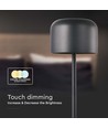 V-Tac uppladdningsbar CCT  bordslampa - Svart, IP54, touch dimbar, modell mini