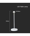V-Tac uppladdningsbar 3i1 bordslampa - Vit, IP20, touch dimbar, modell mini