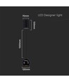 V-Tac LED lampa - Fin taklampe, Ø12, svart, inkl. upphäng