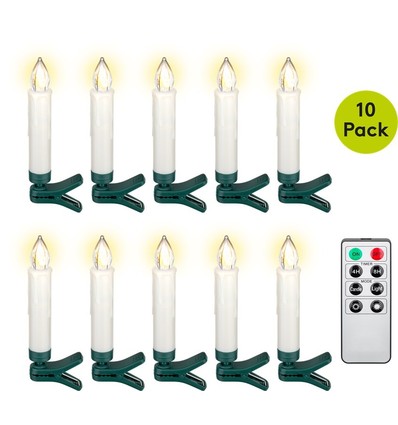 10-pack LED-julbelysning inklusive fjärrkontroll - Batteri, timerfunktion, trådlös