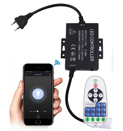 230V WiFi Smart Home dimmer - Inkl. ändstycke, till 230V (COB), minnesfunktion, max 80 m.