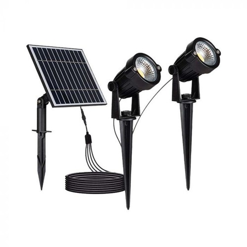 V-Tac 2x1.2W Solar trädgårdslampor LED - Svart, med spjut, IP65