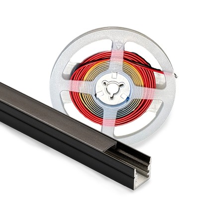 120cm Belysning för akustikpanel, svart - Komplett set med aluminiumprofil och COB LED-strip