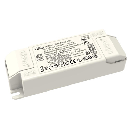 Lifud 40W 1-10V dimbar LED driver - 0/1-10V interface, flicker free