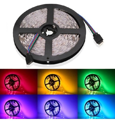 5m 7W/m RGB LED-strip - 12V DC, IP20, 60 LED per meter