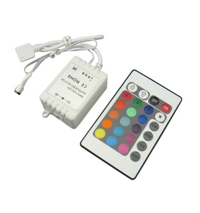 RGB kontroller med fjärrkontroll - 12V (72W), 24V (144W), infraröd