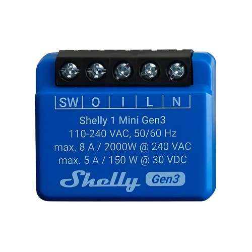 Shelly Plus 1 Mini (GEN 3) - WiFi-relä med potentialfri kontaktsats (230VAC)