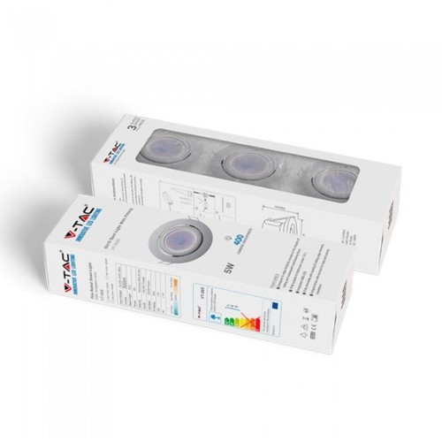 3-pack 5W Infälld spotlight - Inomhus, vit front, komplett med GU10-hållare och LED-spot