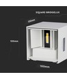 5W LED vägglampa - IP65 utomhus, vit, fyrkantig, justerbar spridning, inkl. ljuskälla