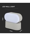 V-Tac 6W LED grå vägglampa - Oval, roterbar 350 grader, IP65 utomhusbruk, 230V, inkl. ljuskälla