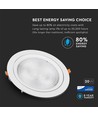 V-Tac 20W LED downlight - Hål: Ø14,5 cm, Mål: Ø17 cm, 3 cm hög, Samsung LED chip, 230V